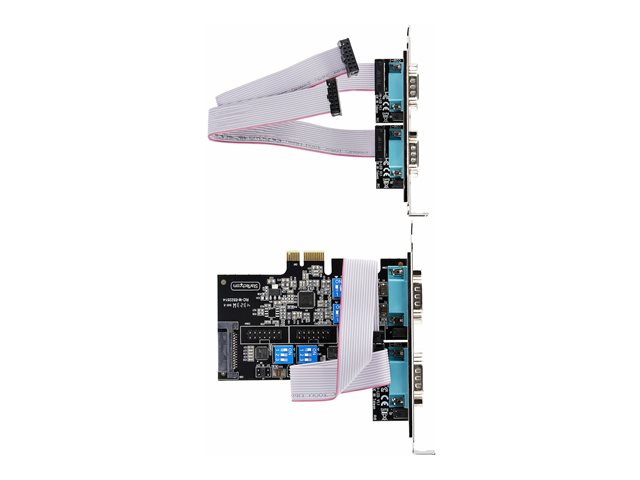 StarTech.com 4-Port Serial PCIe Card, Quad-Port PCI Express to RS232/RS422/RS485 (DB9) Serial Card, Low-Profile Bracket Incl., 16C1050 UART, TAA-Compliant, For Windows/Linux, TAA Compliant - Level-4 ESD Protection (PS74ADF-SERIAL-CARD) - serial adapter -