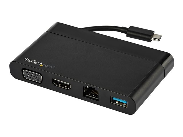 Startech USB C Multiport Adapter with HDMI, VGA, Gigabit Ethernet & USB 3.0, USB C to 4K HDMI or 1080p VGA Display Mini Dock Hub, USB Type-C Travel Docking Station for USB-C Laptops - Portable USB-C Dock (DKT30CHVCM) - Docking station - USB-C - VGA, HDMI