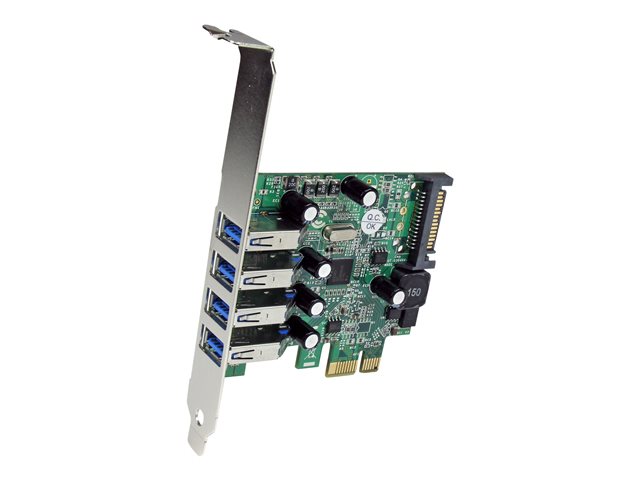StarTech.com 4-Port PCI Express SuperSpeed USB 3.0 Controller Card with UASP - USB 3.0 Expansion Card with SATA Power (PEXUSB3S4V) - USB adapter - PCIe - USB 3.0 x 4