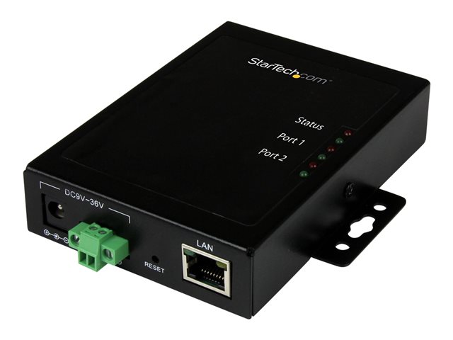 Startech 2 Port Serial-to-IP Ethernet Device Server - RS232 - Metal and Mountable - Serial Device Server - RS232 Serial-Over-IP (NETRS2322P) - Device server - 2 ports - 100Mb LAN, RS-232 - AC 120/230 V / DC 9 - 36 V - in wall