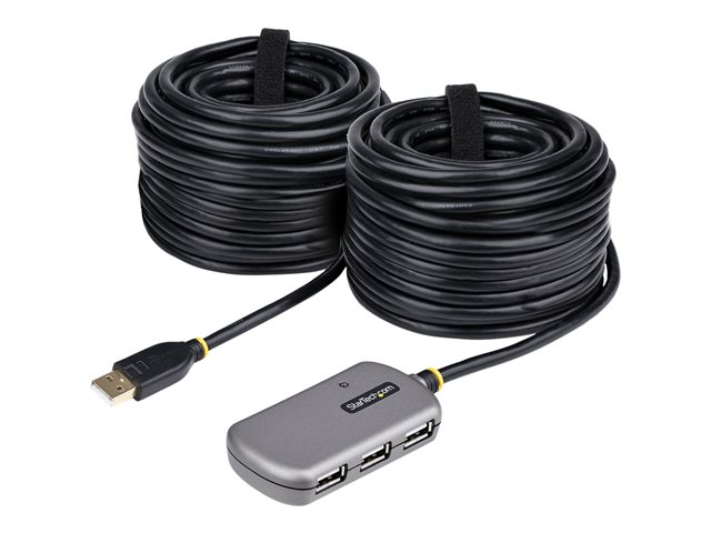 Startech USB Extender Hub, 24m USB 2.0 Extension Cable with 4-Port USB Hub, Active/Bus Powered USB Repeater Cable, Optional 10W Power Supply Included - USB-A Hub w/ ESD Protection (U02442-USB-EXTENDER) - Hub - 4 x USB 2.0