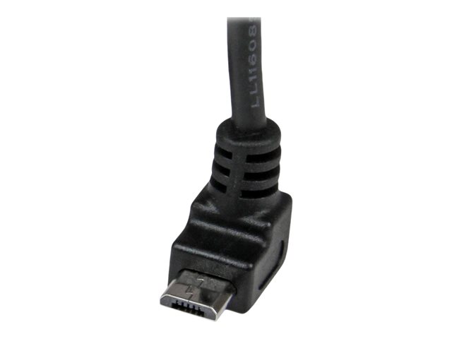 StarTech 2m Micro USB Cable Cord - A to Up Angle Micro B - Up Angled Micro USB Cable - 1x USB A (M), 1x USB Micro B (M) - Black (USBAUB2MU) - USB cable - Micro-USB Type B (M) to USB (M) - USB 2.0 - 2 m - molded, 90° connector - black