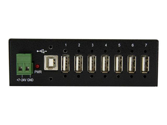StarTech.com USB 2.0 Hub - 7 Port - Mountable Rugged Industrial - Self Powered USB Hub - Hub - 7 x USB 2.0 - DIN rail mountable - DC power - for P/N: ITB20D3250, MSDREADU2OTG, USB2HAB15, USB2HAB30AC, USB2HAB50AC, USB2HABM1, USB2HABM6RA