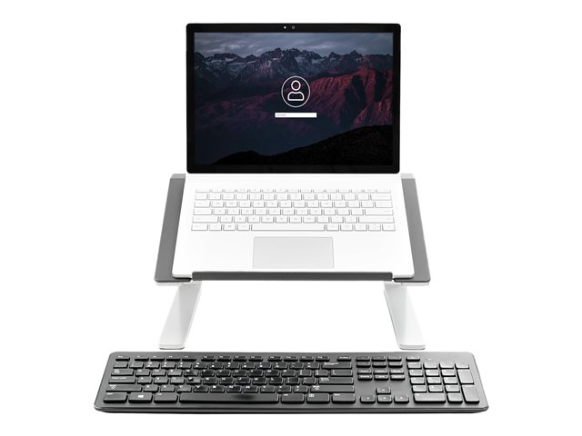 Startech Adjustable Laptop Stand - Heavy Duty Steel & Aluminum - 3 Height Settings - Tilted - Ergonomic Laptop Riser for Desk (LTSTND) - Notebook stand - desktop - 17" - black, silver