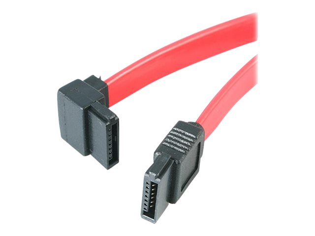 StarTech SATA to Left Angle SATA Serial ATA Cable - SATA cable - Serial ATA 150/300/600 - SATA (R) to SATA (R) - 1 ft - left-angled connector - red - SATA12LA1 - SATA cable - Serial ATA 150/300/600 - SATA (R) to SATA (R) - 30 cm - left-angled connector -
