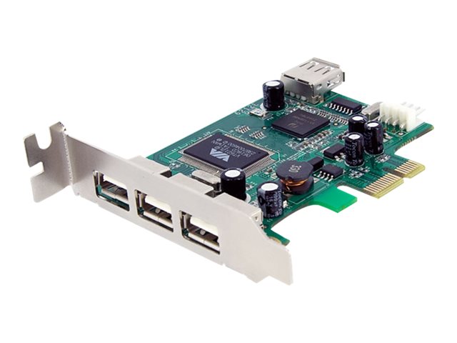 Startech 4 Port PCI Express Low Profile High Speed USB Card - PCIe USB 2.0 Card - PCI-E USB 2.0 Card (PEXUSB4DP) - USB adapter - PCI Express x1 low profile - USB, USB 2.0 - 4 ports - for P/N: ST4200MINI2