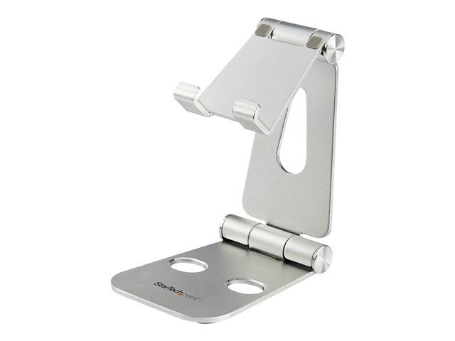 Startech Phone and Tablet Stand, Foldable Universal Mobile Device Holder for Smartphones & Tablets Adjustable Multi-Angle Ergonomic Cell Phone Stand for Desk Portable, 4in to 13in - Foldable Phone Holder (USPTLSTND) - Desktop stand for mobile phone, table