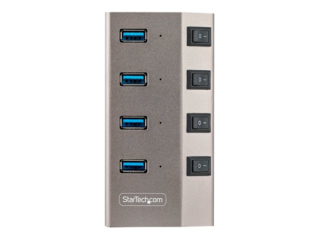 Startech 4-Port Self-Powered USB-C Hub with Individual On/Off Switches, USB 3.0 5Gbps Expansion Hub w/Power Supply, Desktop/Laptop USB-C to USB-A Hub, 4x BC 1.2 (1.5A), USB Type C Hub - USB-C/A Host Cables (5G4AIBS-USB-HUB-EU) - Hub - 4 x USB 3.2 Gen 1 -