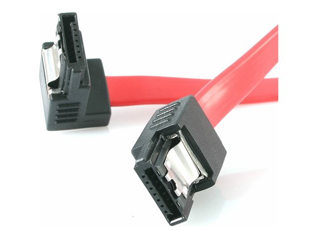 StarTech 18in Latching SATA to Right Angle SATA Serial ATA Cable - SATA cable - Serial ATA 150/300 - SATA (F) to SATA (F) - 46 cm - latched, right-angled connector - red - for P/N: 25S22M2NGFFR, HSB13SATSASB, HSB1SATSASBA, HSB1SATSASVA, HSB43SATSASB, S322