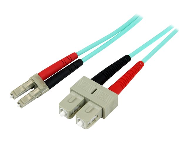 Startech 2m Fiber Optic Cable - 10 Gb Aqua - Multimode Duplex 50/125 - LSZH - LC/SC - OM3 - LC to SC Fiber Patch Cable (A50FBLCSC2) - Patch cable - LC multi-mode (M) to SC multi-mode (M) - 2 m - 2 m - fibre optic - duplex - 50 / 125 micron - aqua
