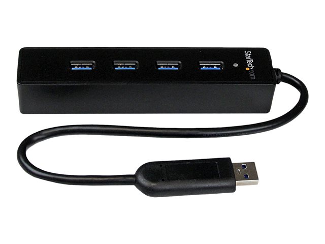 Startech 4-Port USB 3.0 Hub with Built-in Cable - SuperSpeed Laptop USB Hub - Portable USB Splitter - Mini USB Hub (ST4300PBU3) - Hub - 4 x SuperSpeed USB 3.0 - desktop - for P/N: FCREADMICRO3, MSDREADU3CA