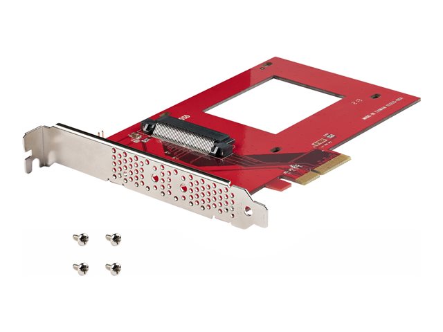 Startech U.3 to PCIe Adapter Card, PCIe 4.0 x4 Adapter For 2.5" U.3 NVMe SSDs, SFF-TA-1001 PCI Express Add-in Card for Desktops/Servers, TAA Compliant - OS Independent (PEX4SFF8639U3) - Interface adapter - 2.5" - U.3 NVMe - PCIe 4.0 x4 - red - TAA Complia
