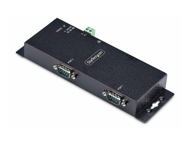 Startech 2P Serial to Ethernet Adapter, IP LAN to RS232 DB9 Converter - Device server - 2 ports - 100Mb LAN, RS-232 - wall / DIN rail mountable - TAA Compliant
