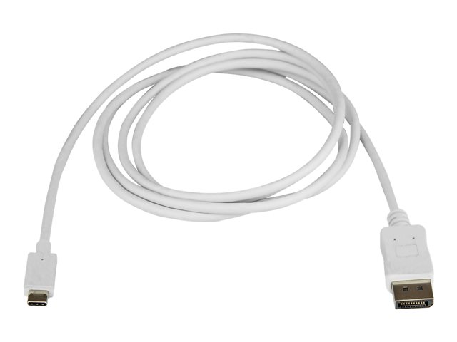 StarTech 6ft/1.8m USB C to DisplayPort 1.2 Cable 4K 60Hz, USB-C to DisplayPort Adapter Cable HBR2, USB Type-C DP Alt Mode to DP Monitor Video Cable, Works with Thunderbolt 3, White - USB-C Male to DP Male (CDP2DPMM6W) - DisplayPort cable - USB-C (M) to Di