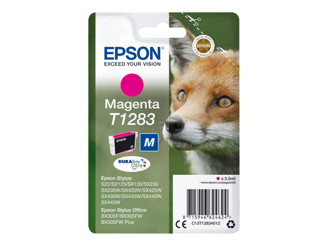 Epson T1283 - M size - magenta - original - blister with RF/acoustic alarm - ink cartridge - for Stylus S22, SX230, SX235, SX420, SX430, SX435, SX438, SX440, SX445, Stylus Office BX305