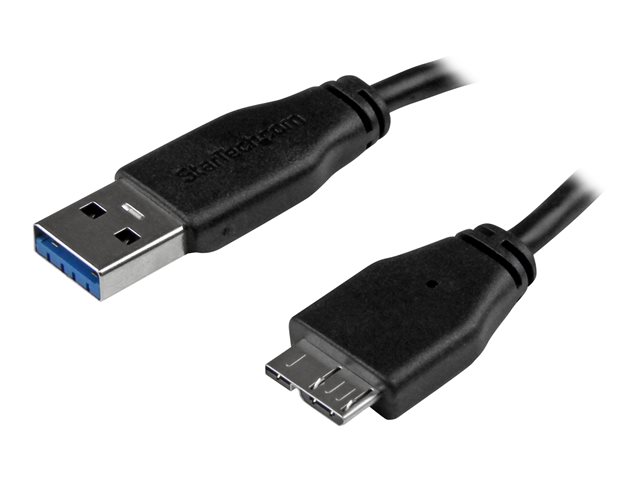 StarTech 15cm 6in Short Slim USB 3.0 A to Micro B Cable M/M - Mobile Charge Sync USB 3.0 Micro B Cable for Smartphones and Tablets (USB3AUB15CMS) - USB cable - Micro-USB Type B (M) to USB Type A (M) - USB 3.0 - 15 cm - molded - black - for P/N: HB30A4AIB,