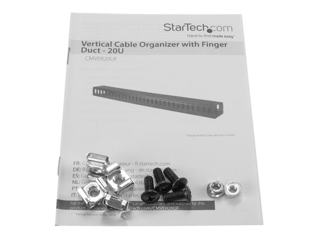 Startech 3ft (1m) Vertical Cable Management Duct with Cover - 0U Open Slot Finger Duct Wire Raceway for 19 Inch Server Rack - Slotted Cord Channel (CMVER20UF) - Cable organizer - 91.4 cm - black - 20U - for P/N: RK2537BKM, RK4242BK24, RK4242BK30