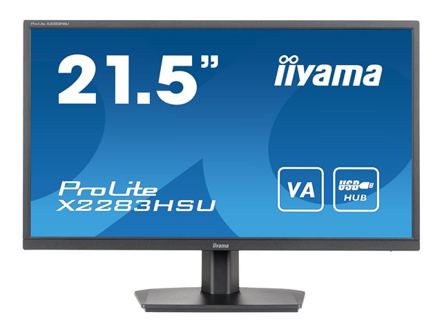 iiyama ProLite X2283HSU-B1 - LED monitor - 22" (21.5" viewable) - 1920 x 1080 Full HD (1080p) @ 75 Hz - VA - 250 cd/mï¿½ - 3000:1 - 1 ms - HDMI, DisplayPort - speakers - matte black