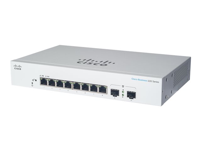 Cisco Business 220 Series CBS220-8FP-E-2G - Switch - smart - 8 x 10/100/1000 (PoE+) + 2 x Gigabit SFP (uplink) - rack-mountable - PoE+ (130 W)