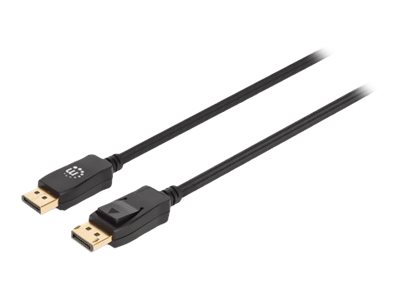 Manhattan DisplayPort 1.4 Cable, 8K@60hz, 3m, Braided Cable, Male to Male, With Latches, Fully Shielded, Black, Lifetime Warranty, Polybag - DisplayPort cable - DisplayPort to DisplayPort - 3 m