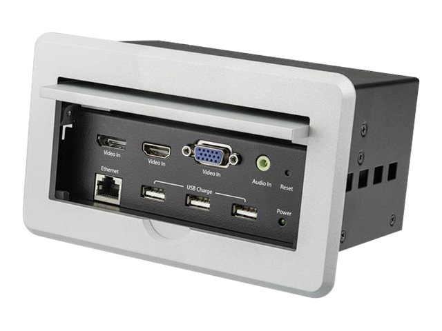 StarTech.com Conference Table Connectivity Pop up Box with AV and Data Ports - HDMI, VGA, DisplayPort to 4K HDMI Output (BOX4HDECP2) - mounting plate