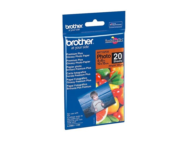 Brother BP - Glossy - 100 x 150 mm 20 sheet(s) photo paper - for Brother DCP-J1140, J1200, T720, MFC-J1010, J1012, J2340, J3540, J3940, J4335, J4340, J5340