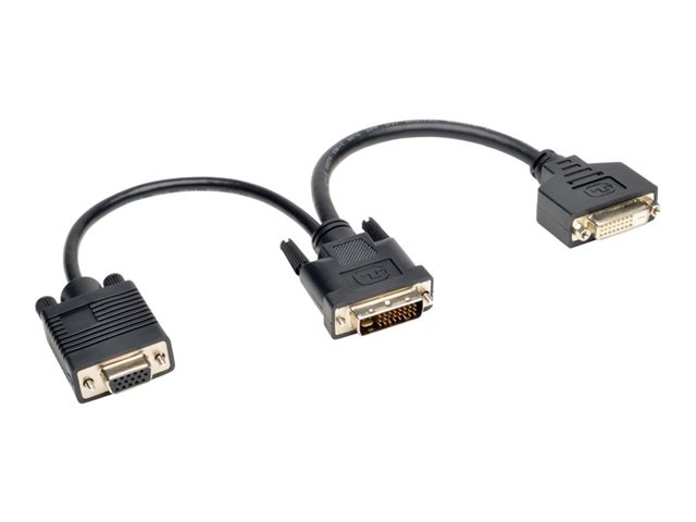 Eaton Tripp Lite Series 6in DVI Digital Y Splitter Cable DVI-I M to DVI-D F and HD15 F 6" - DVI adapter - 15 cm