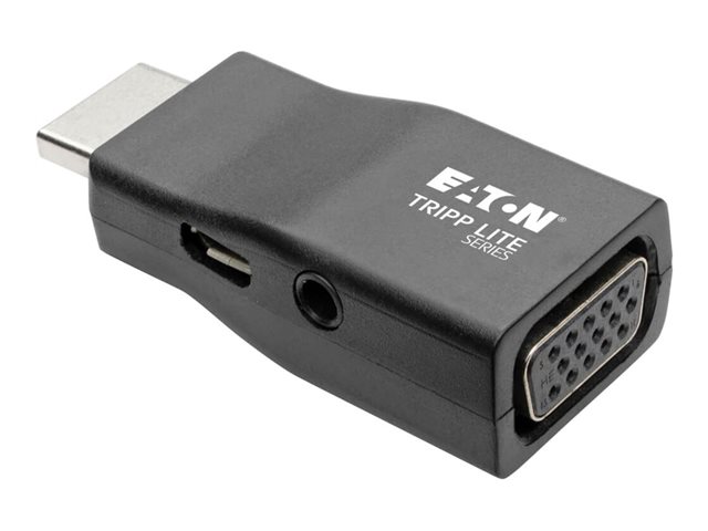 Eaton Tripp Lite Series Compact HDMI to VGA Adapter with Audio (M/F), 1920 x 1200 (1080p) @ 60 Hz - video converter - black