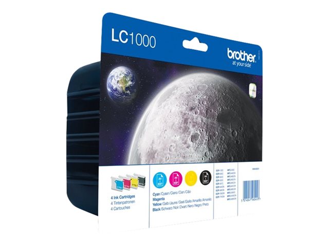 Brother LC1000 Value Pack - 4-pack - black, yellow, cyan, magenta - original - ink cartridge