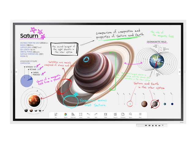 Samsung Flip Pro WM65B - 65" Diagonal Class (64.5" viewable) - WMB Series LED-backlit LCD display - education / business - with touchscreen (multi touch) - Tizen OS - 4K UHD (2160p) 3840 x 2160 - Edge LED - white grey