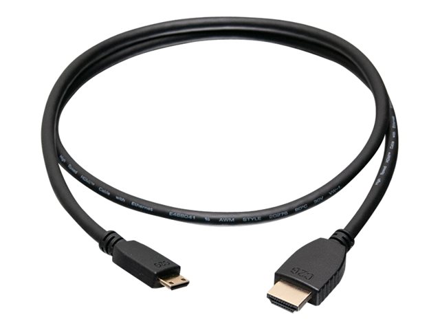 C2G 10ft 4K HDMI to HDMI Mini Cable with Ethernet - High Speed - 60Hz - M/M - HDMI cable with Ethernet - 19 pin mini HDMI Type C male to HDMI male - 3.05 m - shielded - black