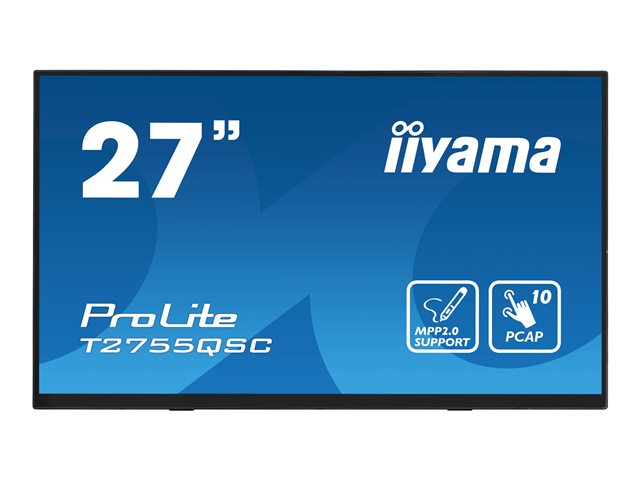 iiyama ProLite T2755QSC-B1 - LED monitor - 27" - touchscreen - 2560 x 1440 WQHD @ 75 Hz - IPS - 400 cd/m² - 1000:1 - 5 ms - HDMI, DisplayPort - speakers - matte black