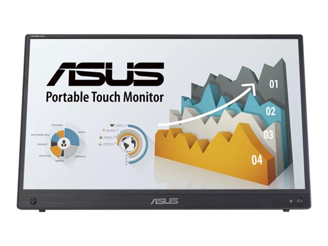 ASUS ZenScreen Touch MB16AMTR - LED monitor - 15.6" - portable - touchscreen - 1920 x 1080 Full HD (1080p) @ 60 Hz - IPS - 250 cd/m² - 700:1 - 5 ms - Mini HDMI, 2xUSB-C - speakers