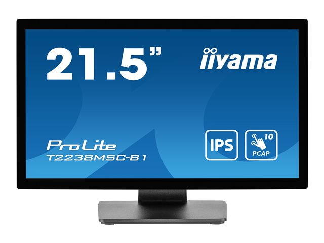 iiyama ProLite T2238MSC-B1 - LED monitor - 21.5" - touchscreen - 1920 x 1080 Full HD (1080p) - IPS - 600 cd/m² - 1000:1 - 5 ms - HDMI, DisplayPort - speakers - matte black