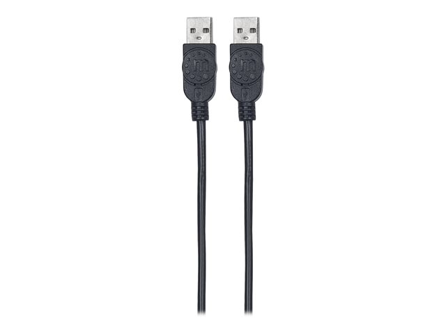 Manhattan USB-A to USB-A Cable, 3m, Male to Male, Black, 480 Mbps (USB 2.0), Hi-Speed USB, Lifetime Warranty, Polybag - USB cable - USB to USB - 3 m