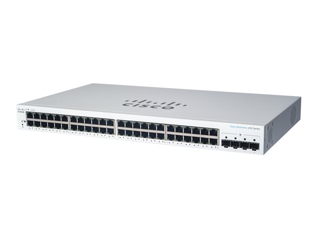 Cisco Business 220 Series CBS220-48P-4X - Switch - smart - 48 x 10/100/1000 (PoE+) + 4 x 10 Gigabit SFP+ (uplink) - rack-mountable - PoE+ (382 W)