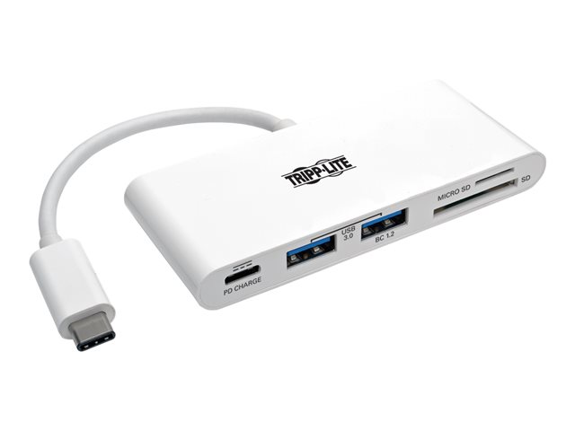 Tripp Lite 2-Port USB-C to USB-A Hub Micro SD & SD/MMC Reader & USB Charging - hub - 2 ports