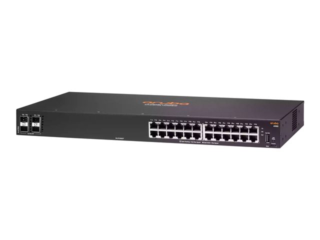 HPE Aruba 6100 24G 4SFP+ Switch - Switch - Managed - 24 x 10/100/1000 + 4 x 1 Gigabit / 10 Gigabit SFP+ - side to side airflow - rack-mountable