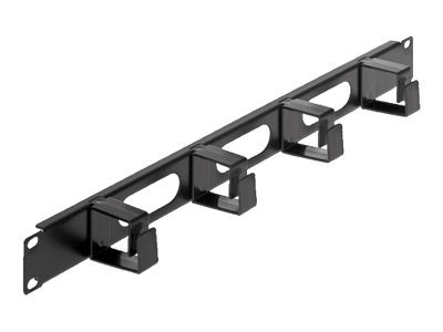 Intellinet 19" Cable Management Panel, 1U, 4 short plastic rings, Black - rack cable management panel - 1U