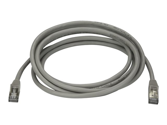 StarTech.com 3m CAT6A Ethernet Cable, 10 Gigabit Shielded Snagless RJ45 100W PoE Patch Cord, CAT 6A 10GbE STP Network Cable w/Strain Relief, Grey, Fluke Tested/UL Certified Wiring/TIA - Category 6A - 26AWG (6ASPAT3MGR) - patch cable - 3 m - grey