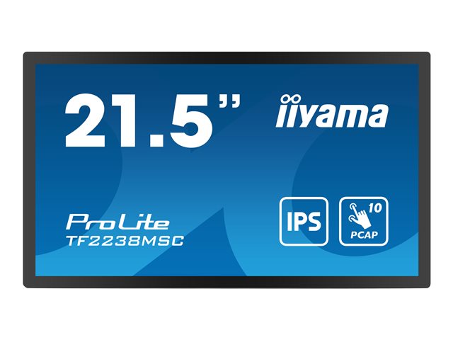 iiyama ProLite TF2238MSC-B1 - LED monitor - 21.5" - open frame - touchscreen - 1920 x 1080 Full HD (1080p) - IPS - 600 cd/m² - 1000:1 - 5 ms - HDMI, DisplayPort - black, matte
