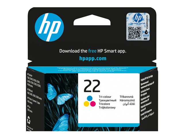 HP 22 - 5 ml - colour (cyan, magenta, yellow) - original - ink cartridge - for Deskjet F2149, F2179, F2185, F2210, F2224, F2240, F2288, F2290, F375, Officejet 56XX