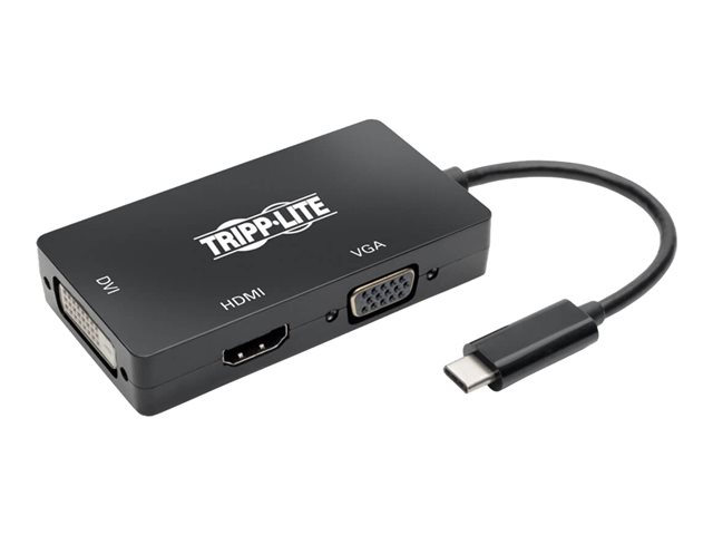 Tripp Lite USB-C Multiport Adapter - HDMI/DVI/VGA, Thunderbolt 3, Ultra HD 4K @ 30 Hz, Black USB Type C - external video adapter - black