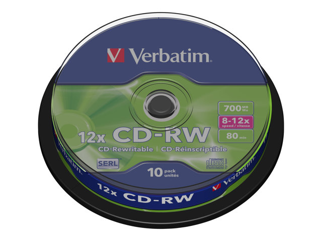 CDRW 80MIN 700MB 8-10X SCRATCH RESISTANT 10PK SPINDEL