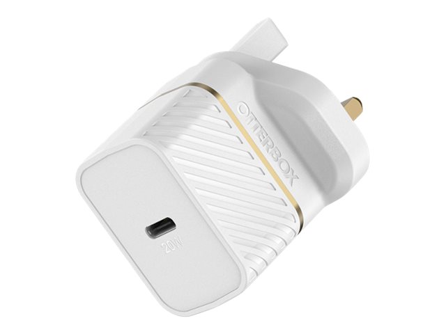OtterBox UK Wall Charger 20W - 1X USB-C 20W USB-PD + USB C-Lightning Cable 1m White
