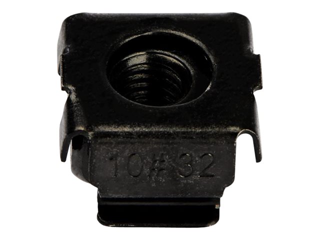 Startech 10-32 Cage Nuts - 50 Pack - Rack Mount Clip Nuts - For Square Hole Server Rack - Black (CABCAGENUTS1032) - Cage nuts - black - TAA Compliant (pack of 50) - for P/N: 2POSTRACK42, 4POSTRACK12U, 4POSTRACK25U, 4POSTRACK42, RK1219WALHMR, RK1219WALHR