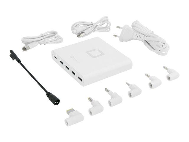DICOTA Universal Notebook Charger USB-C - Power adapter - 80 Watt - output connectors: 5 - white