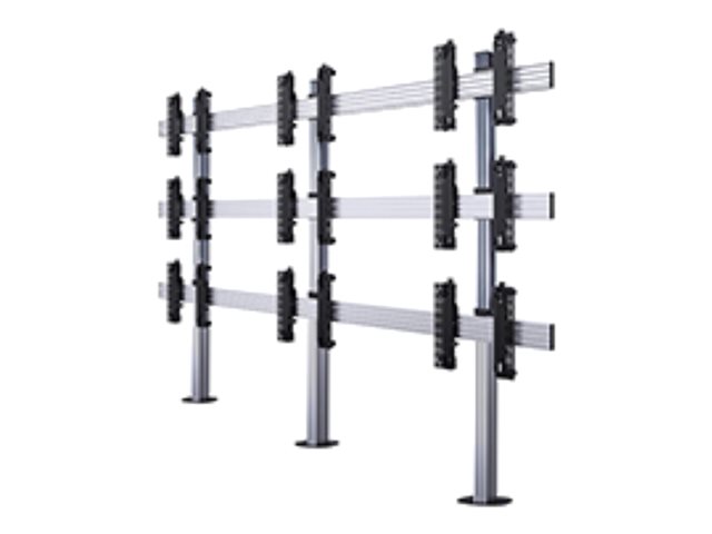 B-TECH System X BT8372 - stand - bolt-down - for 3x3 video wall - black with black column