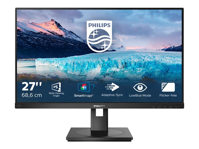 Philips S-line 272S1AE - LED monitor - 27" (27" viewable) - 1920 x 1080 Full HD (1080p) @ 75 Hz - IPS - 250 cd/m² - 1000:1 - 4 ms - HDMI, DVI-D, VGA, DisplayPort - speakers - black texture