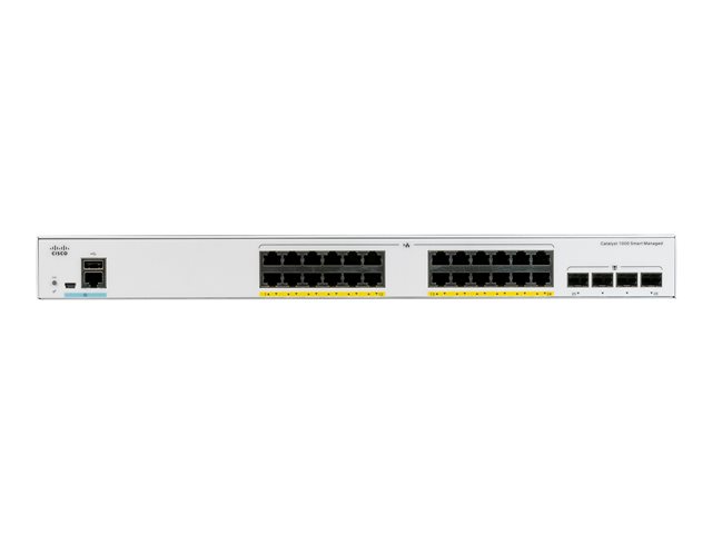 Cisco Catalyst 1000-24P-4X-L - Switch - Managed - 13 x 10/100/1000 (PoE+) + 11 x 10/100/1000 + 4 x 10 Gigabit SFP+ (uplink) - rack-mountable - PoE+ (195 W)